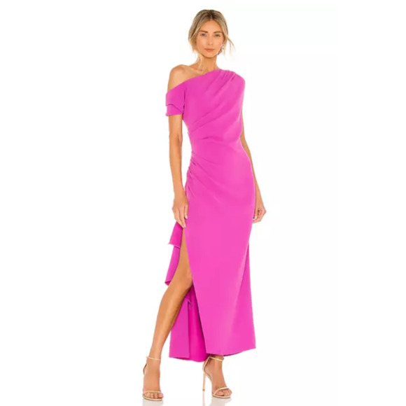REVOLVE Pink Off-Shoulder Prom Dress - Picture 1 of 14
